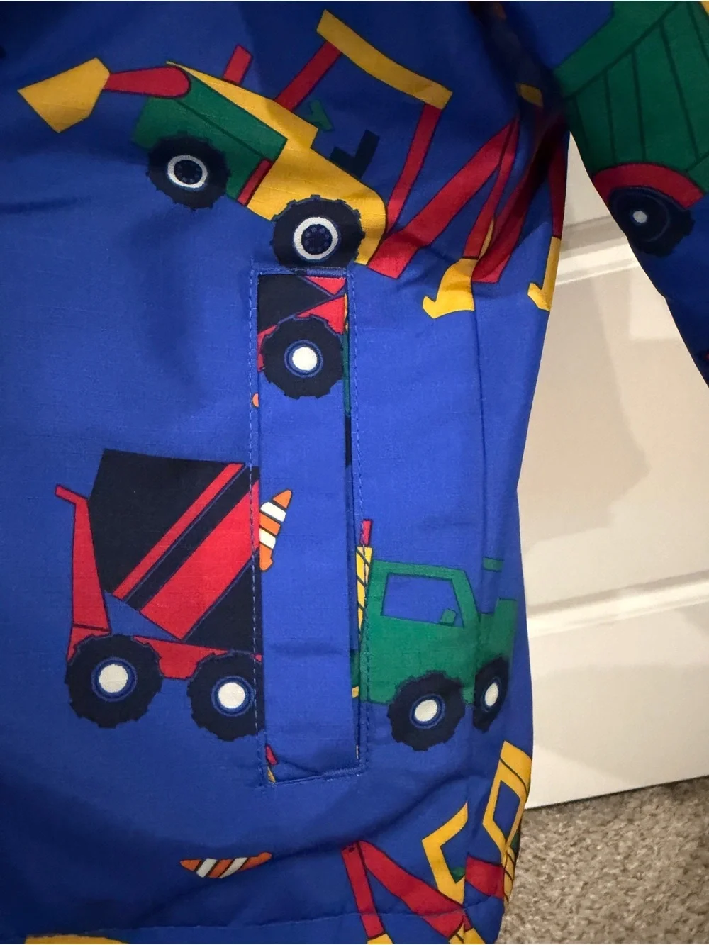 Children's Place Blue Construction Print Winter Jacket - plus removable fleece